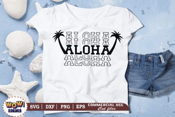 Aloha Stacked Text: Vibrant Graphics & Illustrations