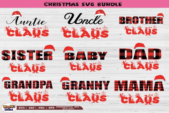 Christmas Plaid Claus Family: Festive Graphics & Illustrations