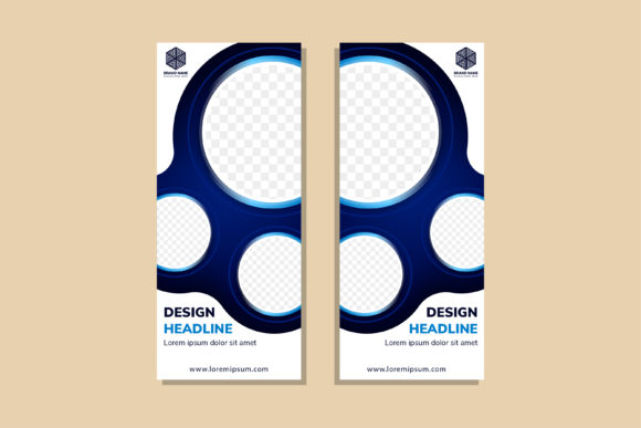 Circle Blue White Vertical Banner: Graphics & Templates